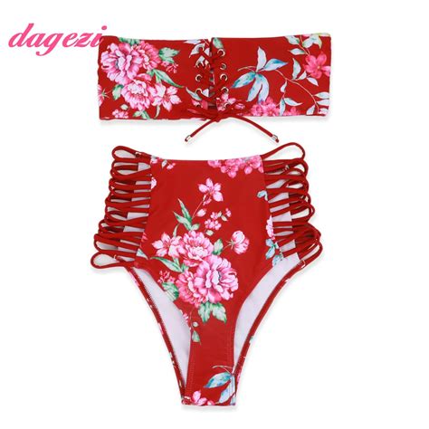 Women S High Waist Swimsuit Brazilian High Cut Bikini Set Bandeau