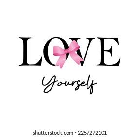 Decorative Inspirational Love Yourself Slogan Pink Stock Vector