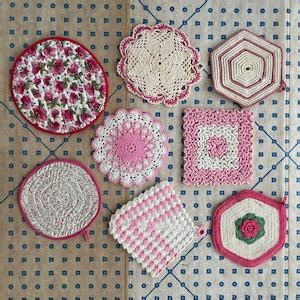 Vintage Crochet Pot Holder Hot Pad You Pick Instant Collection Retro Pink Kitchen Decor Etsy