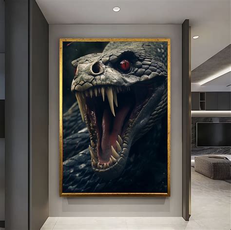 Scary Snake Wall Art, Wall Portrait of Killer Snake, Wildlife Themed ...