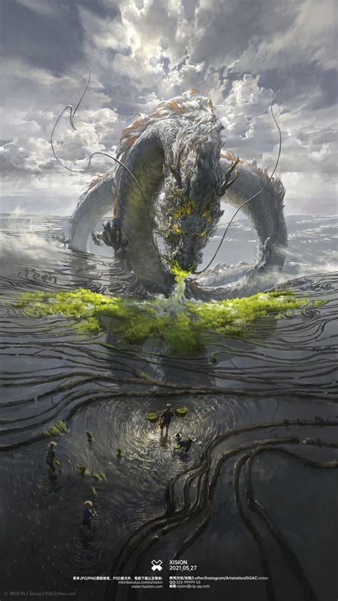 晴对雨地对天天地对山川 XISION Fantasy art landscapes Dragon artwork fantasy