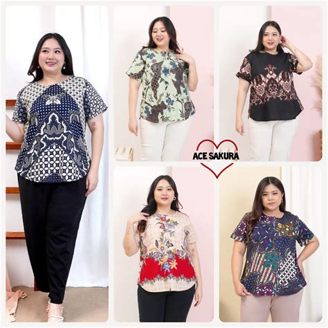 Jual Bigsize Blouse Batik Rani Jumbo Xxl Atasan Wanita Kantor Kerja