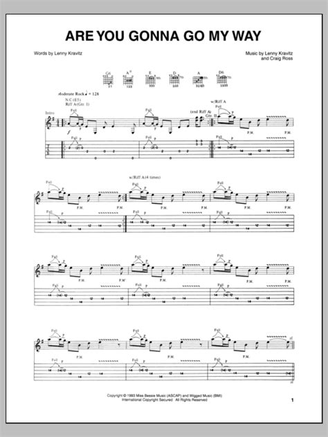 Are You Gonna Go My Way Sheet Music Lenny Kravitz Guitar Tab