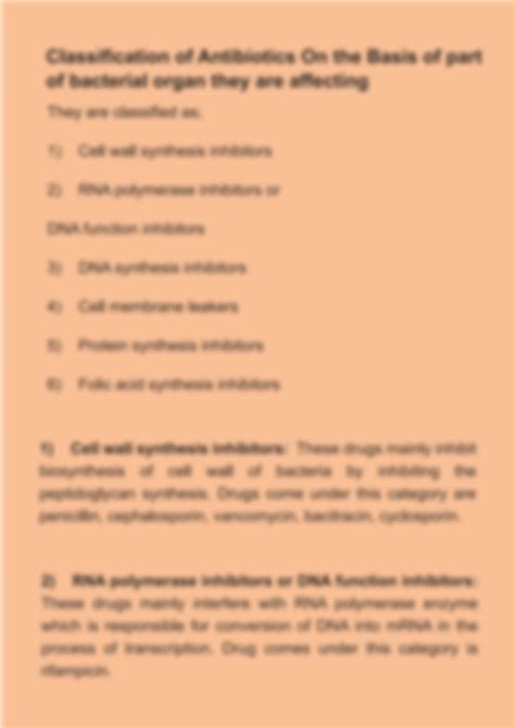 SOLUTION Antibiotics And Its Classification Studypool