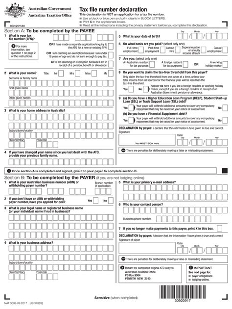 Tfn Declaration 2017 2025 Form Fill Out And Sign Printable Pdf