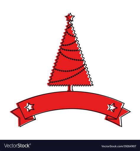 Christmas tree with ribbon frame Royalty Free Vector Image