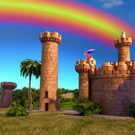 Rainbow Castle Octane Render Unreal Engine Render Stable Diffusion