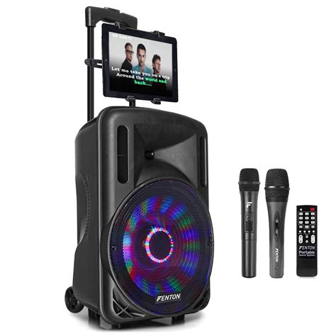 Fenton Ft Led Portable Karaoke Speaker Set With Microphones Tablet