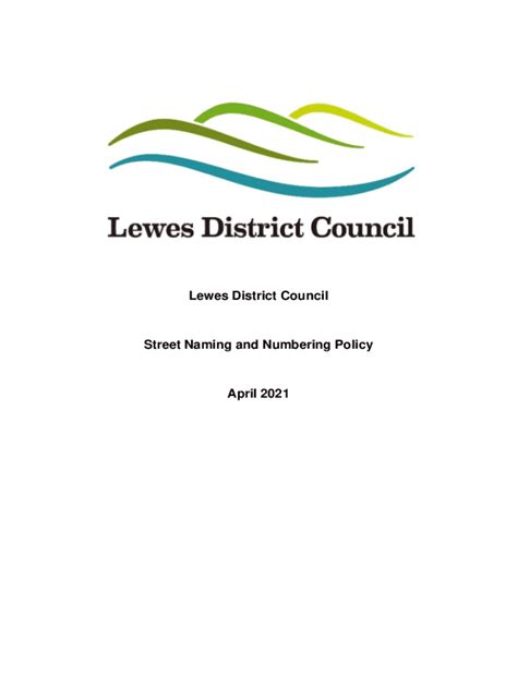 Fillable Online Lewes District Council Street Naming And Numbering