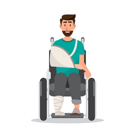 Premium Vector Smile Man Injured Wearing A Bandage On Wheelchair