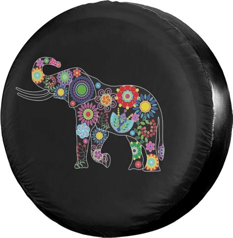 Foruidea Elephant Spare Tire Cover Dust Proof Wheel Tire Cover Fit Trailer Rv Suv