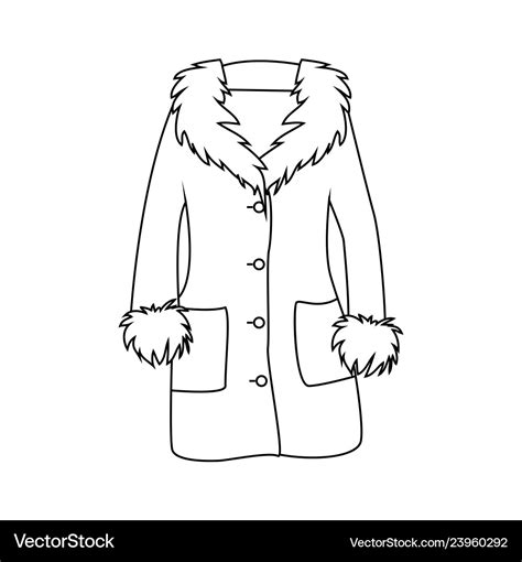 Cartoon Fur Winter Coat Outline Isolated On White Vector Image