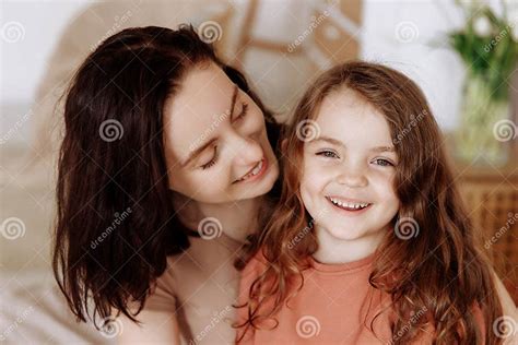 Portrait Of Smiling Mother And Daughter Stock Image Image Of People