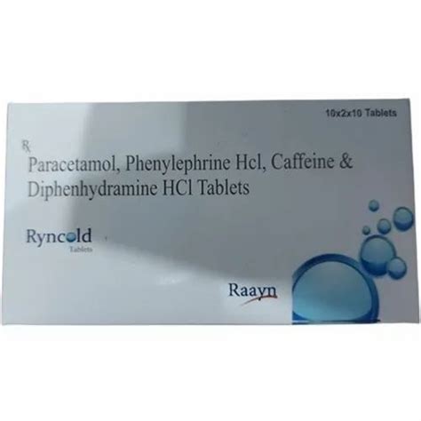 Paracetamol Phenylephrine Hci Caffeine Diphenhydramine Hci Tablets At