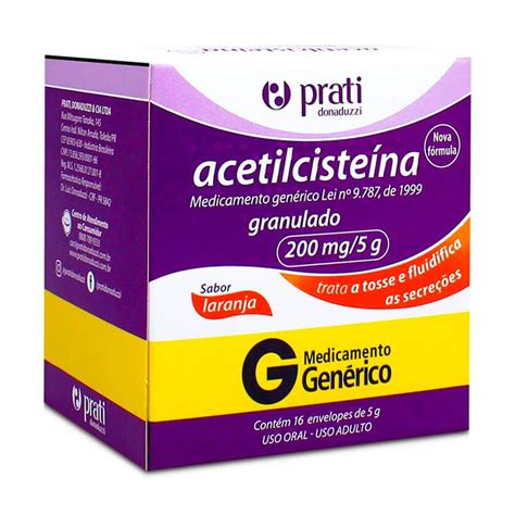 Acetilcisteína 200mg 5g Prati Donaduzzi 16 Envelopes 5g Cada Na Drogaria Primus