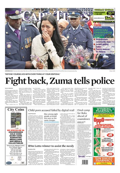 Front Page News Zuma Urges Police To Fight Back