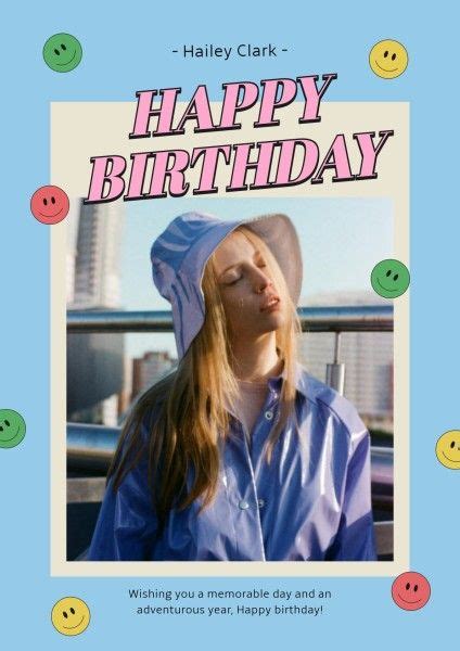 Blue Joyful Happy Birthday Poster Template And Ideas For Design Fotor