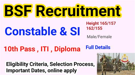 Bsf Recruitment Constable Si Apply Online