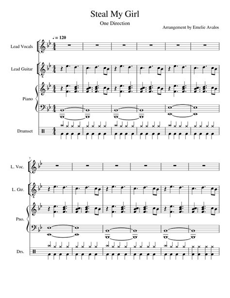 Steal My Girl Sheet Music For Piano Vocals Guitar Drum Group Mixed