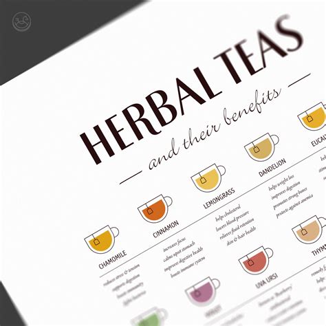 Herbal Tea Guide Poster Printable Wall Art Tea Types Herbal Etsy Uk