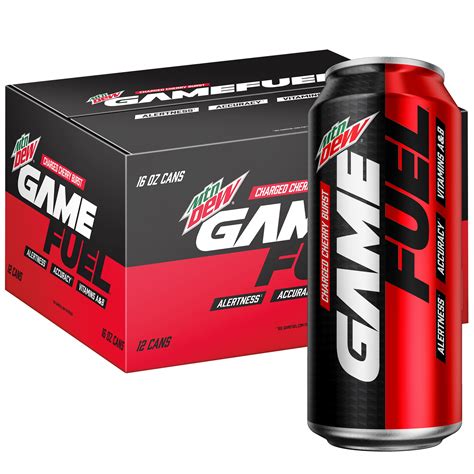 Mtn Dew Game Fuel Charged Cherry Burst Energy Drink 16 Oz 12 Pack