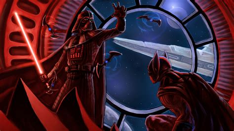 Wallpaper Darth Vader Batman Star Wars Dc Comics Lightsaber Karya Seni Penyeberangan