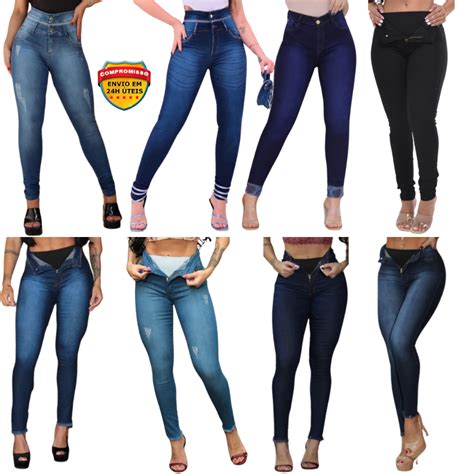 Cal A Jeans Feminina Cintura Alta Lycra Skinny Cinta Modeladora Levanta