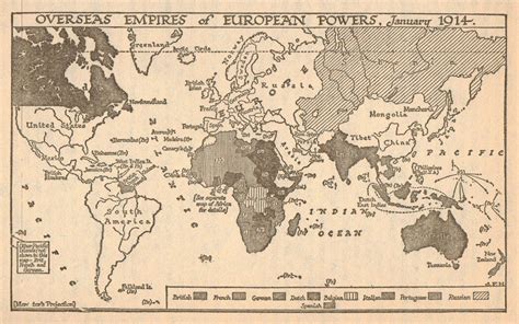 Vintage Map Print Overseas Empires Of European Powers