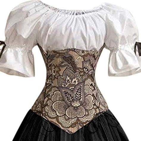 SALUC1A Damen Mittelalter Rokoko Barock Prinzessin Kleid Retro Stick