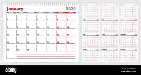 Calendar 2024 Planner Template Week Starts On Monday Set Of 12 Months