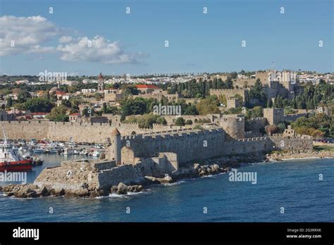 Marine Gate And The Fortifications Of The Old Town Of Rhodes View From