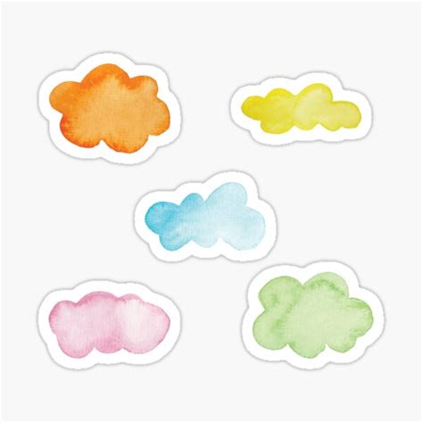 "Clouds stickers- Cute Clouds design- Watercolor Cloud Stickers ...