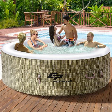 6 Person Inflatable Hot Tub Outdoor Jets Portable Heated Bubble Massage ...