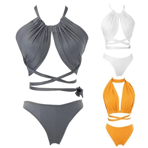 Sexy Bikinis Women Two Piece Swimsuit Cross Bandage Halter Bikini Set Bathing Suit Beach Wear