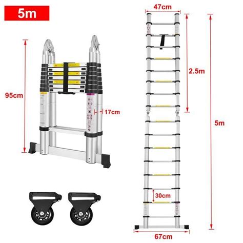 Echelle télescopique pliante en aluminium LZQ 16 barreaux 150 kg