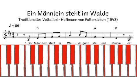 Klavier Ein Männlein steht im Walde Klaviatur Melodie Akkorde Text