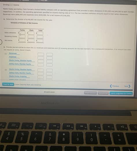 Solved Dividing LLC Income Martin Farley And Ashley Clark Chegg