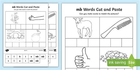 Mb Sound Cut And Stick Worksheet Teacher Made Twinkl