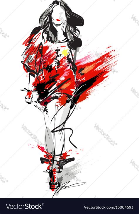 Woman Fashion Model Royalty Free Vector Image Vectorstock