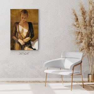 Nude Art Sexy Woman Naked In Black Tulle Nude Painting Naked Women Sexy Bedroom Decor Canvas