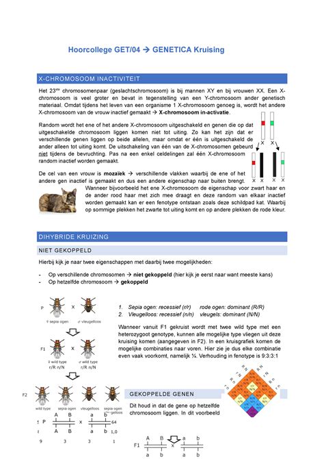 Hoorcollege 4 Kruizingen Hoorcollege GET 04 GENETICA Kruising X