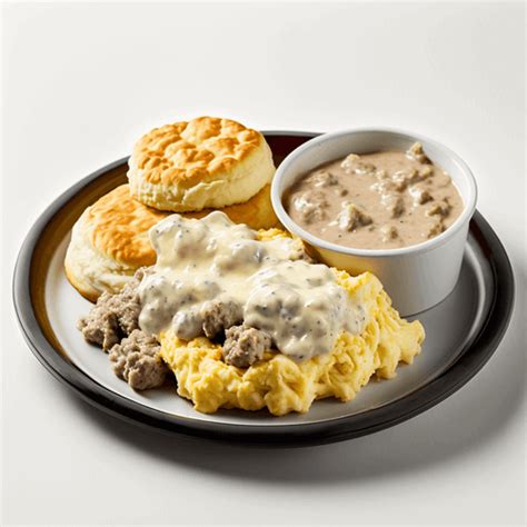 Buttermilk Biscuits And Sausage Gravy With Scrambled Eggs And Hash Browns Recipe