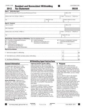 Fillable Online TAXABLE YEAR Resident And Nonresident Withholding 2012