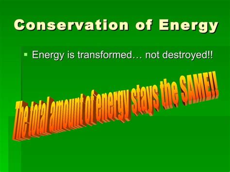 Ppt Conservation Of Energy