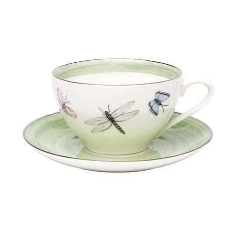 Modern Set Of Six Porcelain Tea Cups Butterfly Decor Sofina Boutique