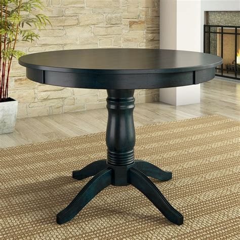 Lexington 42 Round Wood Pedestal Base Dining Table Dark Denim