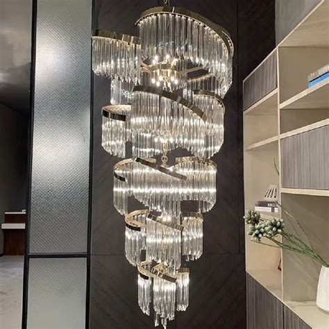 Simplism Large Chandelier Nordic Postmodern Luxury Crystal Staircase