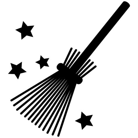 Witches Broom With Stars Sticker