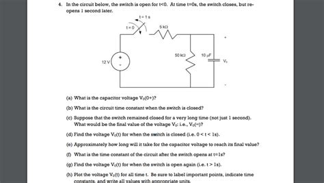 Solved In The Circuit Below The Switch Is Open For T