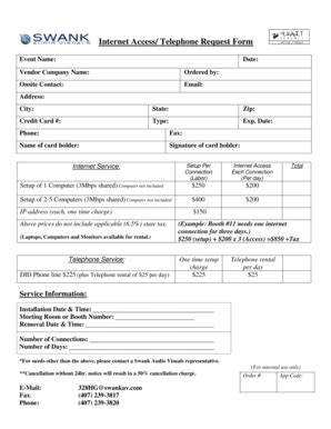 Fillable Online Internet Access Telephone Request Form American